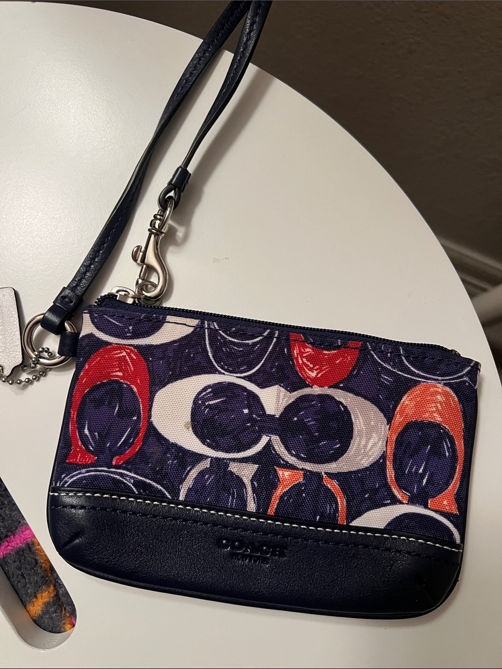 Coach Navy Blue, Red & Cream Signature Wristlet WITH TAG